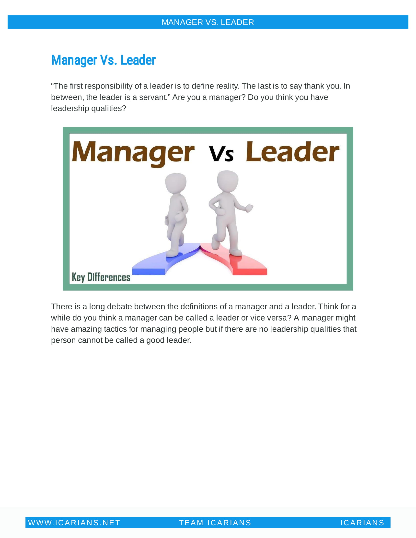 MANAGER VS. LEADER